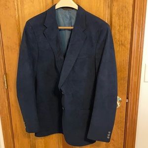 Men’s Navy Blue Suede Suit Jacket / Blazer
